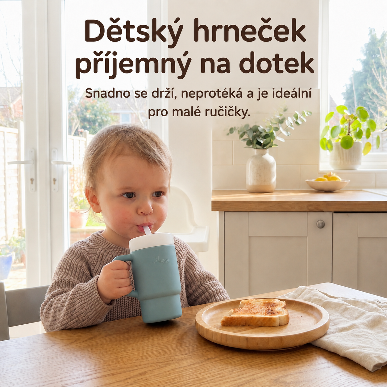 Dětský silikonový hrnek s brčkem 280 ml