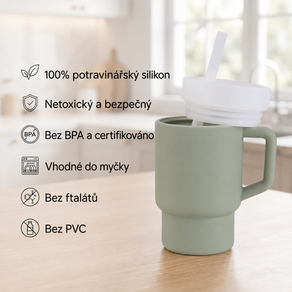Dětský silikonový hrnek s brčkem 280 ml