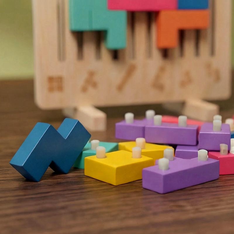Montessori dřevěná skládačka ve stylu Tetrisu