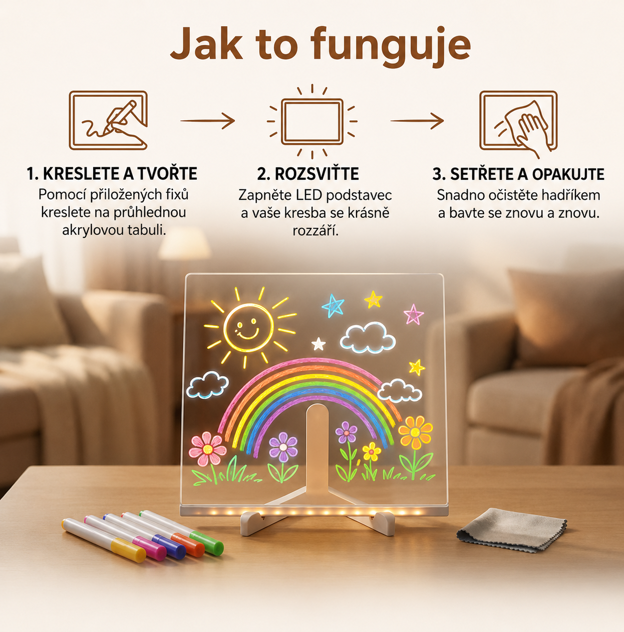 GlowDraw™ - Svítící LED kreslicí tabulka pro děti