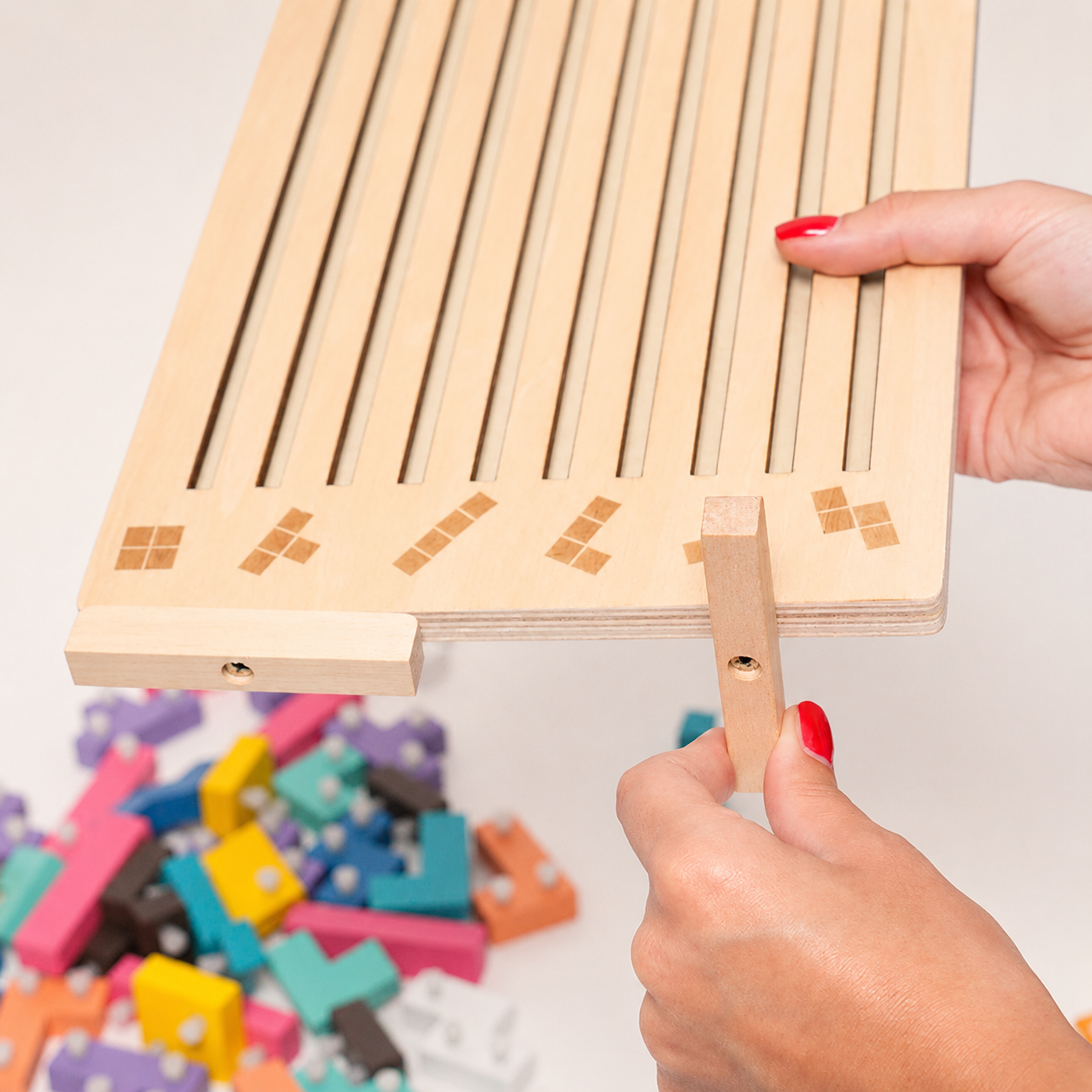 Montessori dřevěná skládačka ve stylu Tetrisu