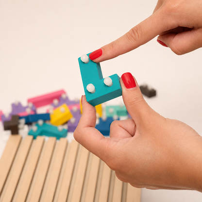 Montessori dřevěná skládačka ve stylu Tetrisu