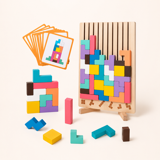 Montessori dřevěná skládačka ve stylu Tetrisu