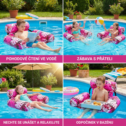 Nafukovací bazénové lehátko s opěrkou zad – Skládací vodní lehátko