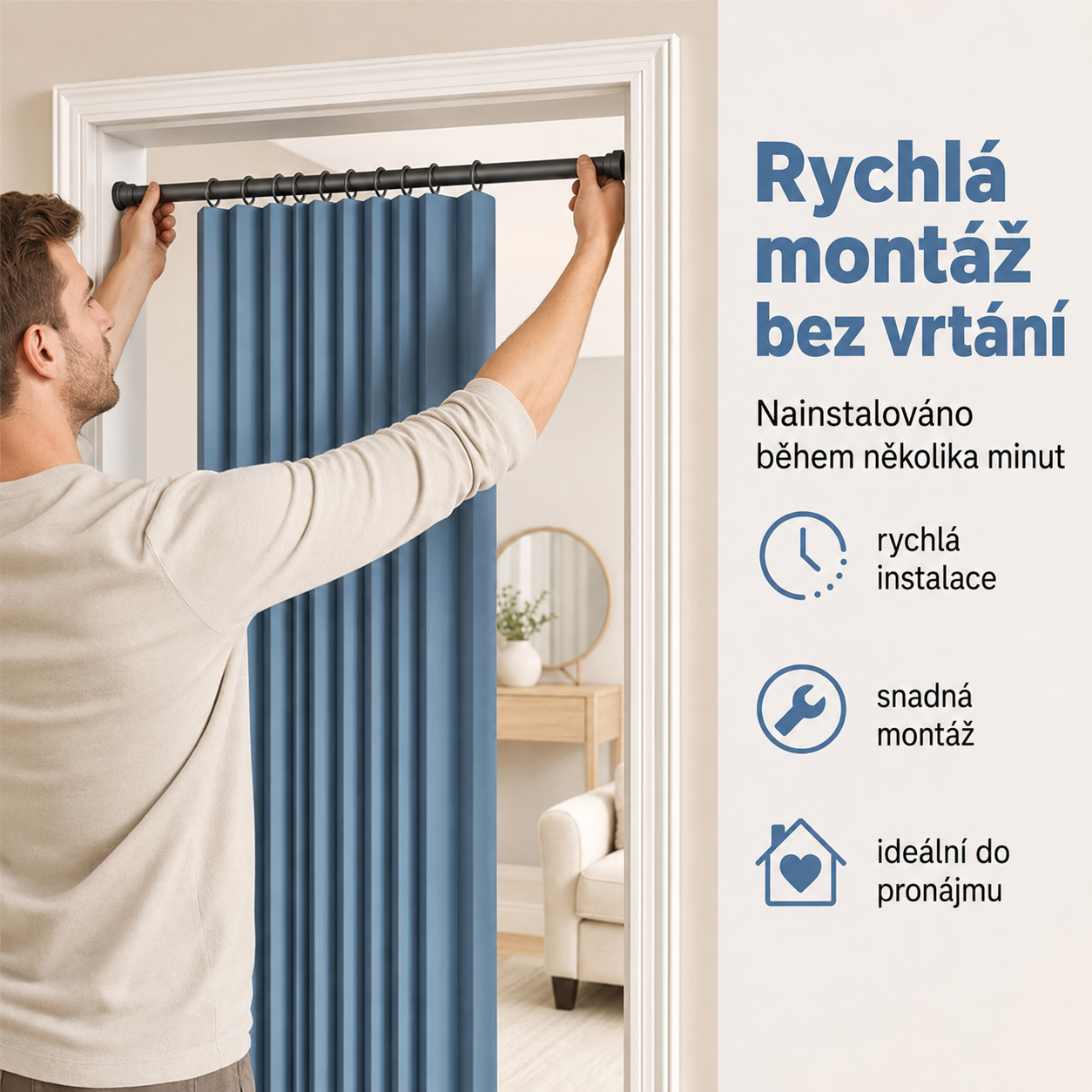 Magnetický skládací závěs bez vrtání