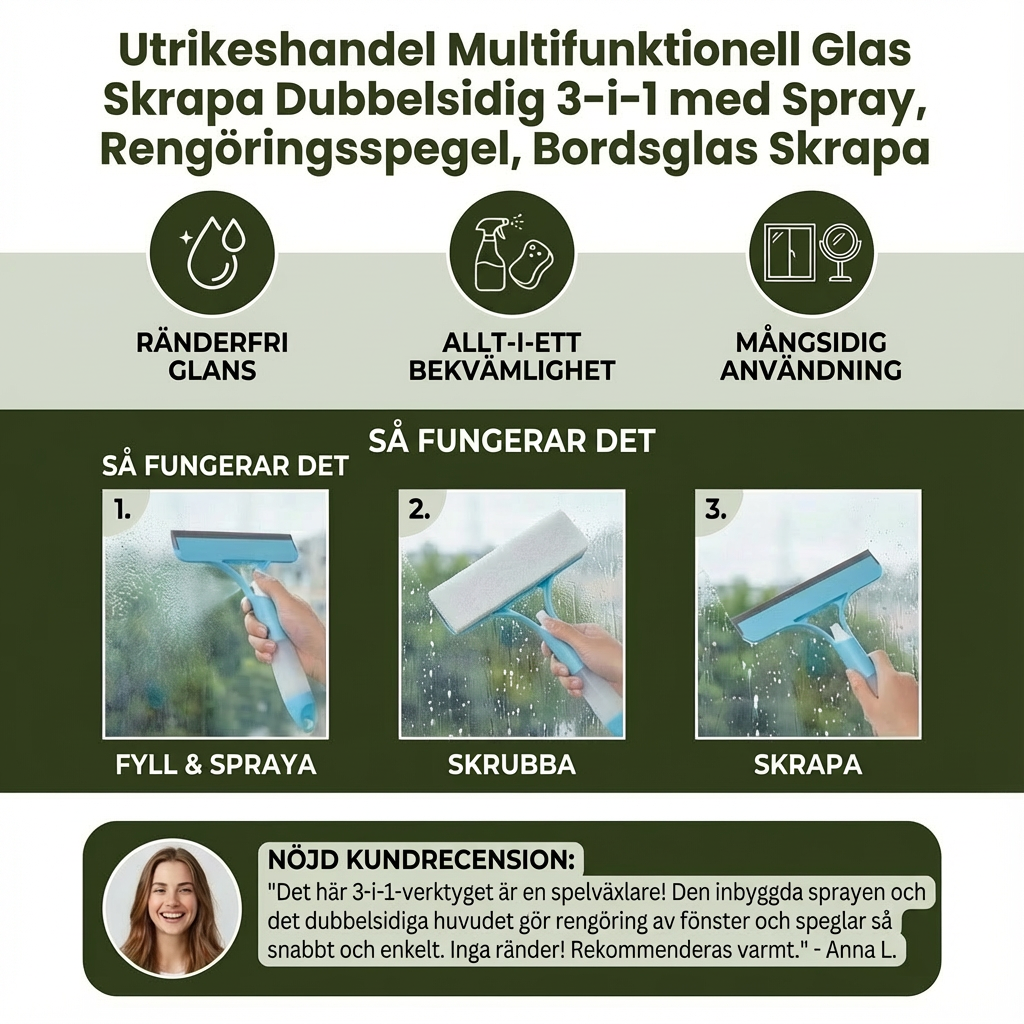3-i-1 Multifunktionell Glasrengöringsstång
