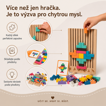 Montessori dřevěná skládačka ve stylu Tetrisu