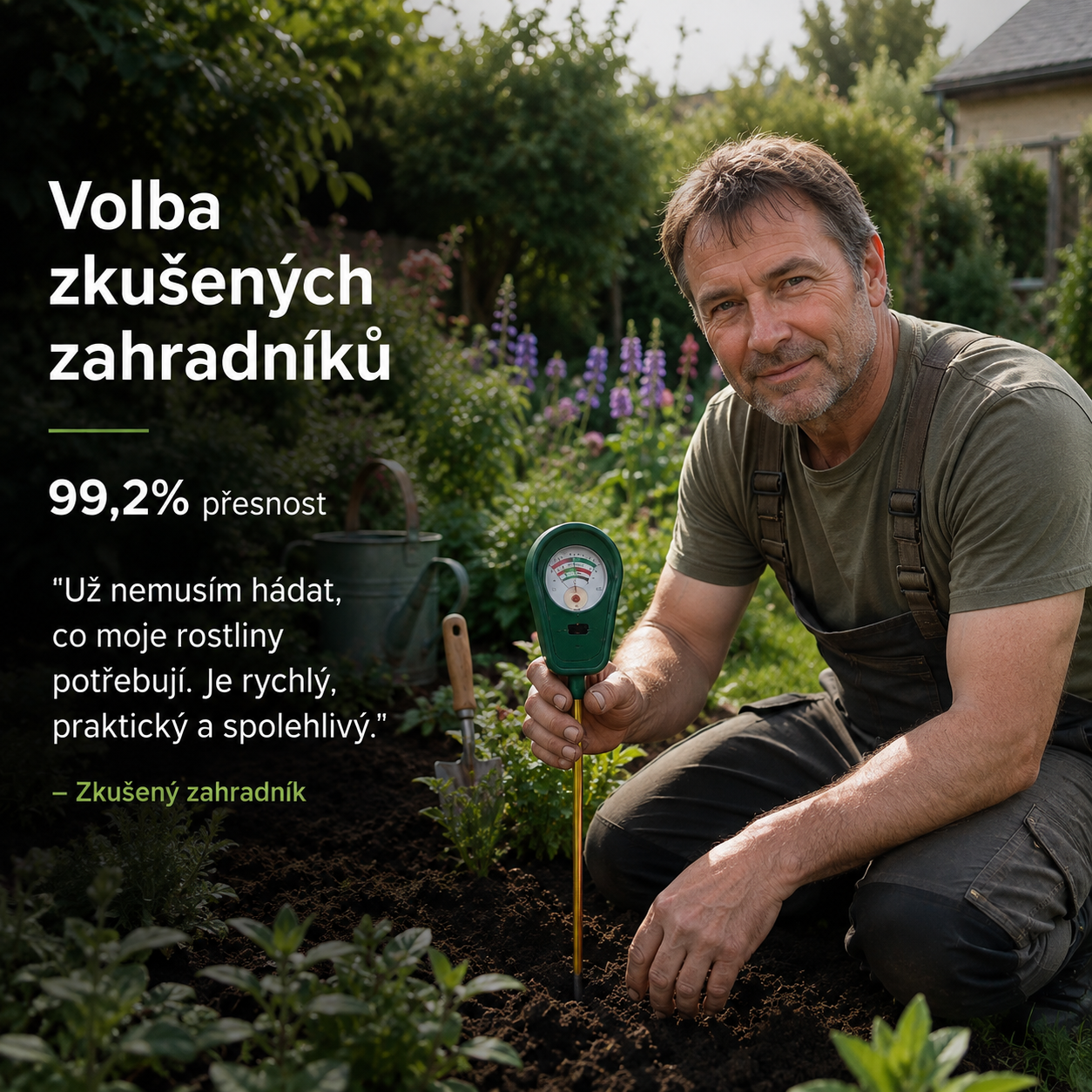 3v1 měřič půdy pro rostliny – vlhkost, pH a úrodnost půdy