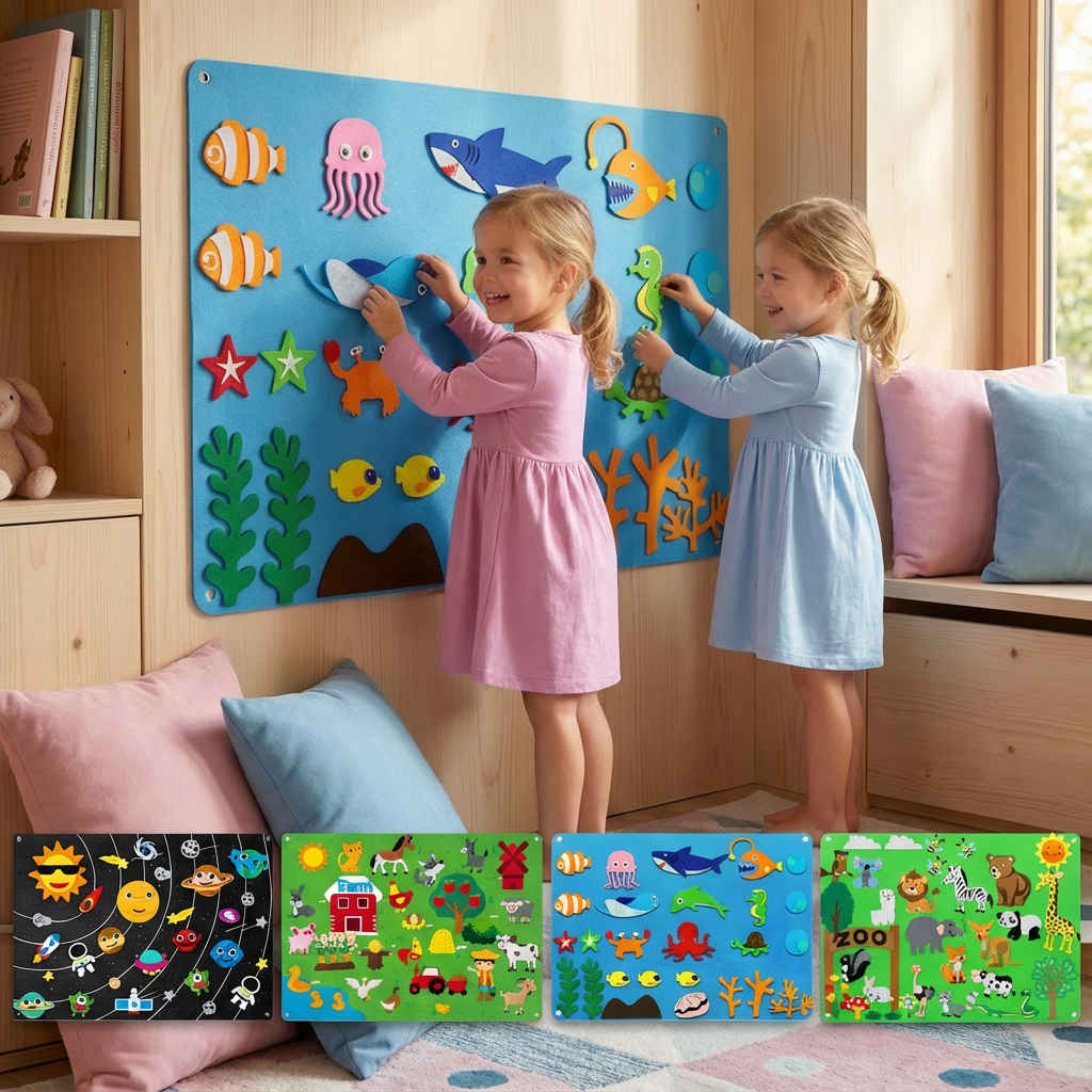 Montessori Plstěný Svět – Kreativní Tabule pro Děti