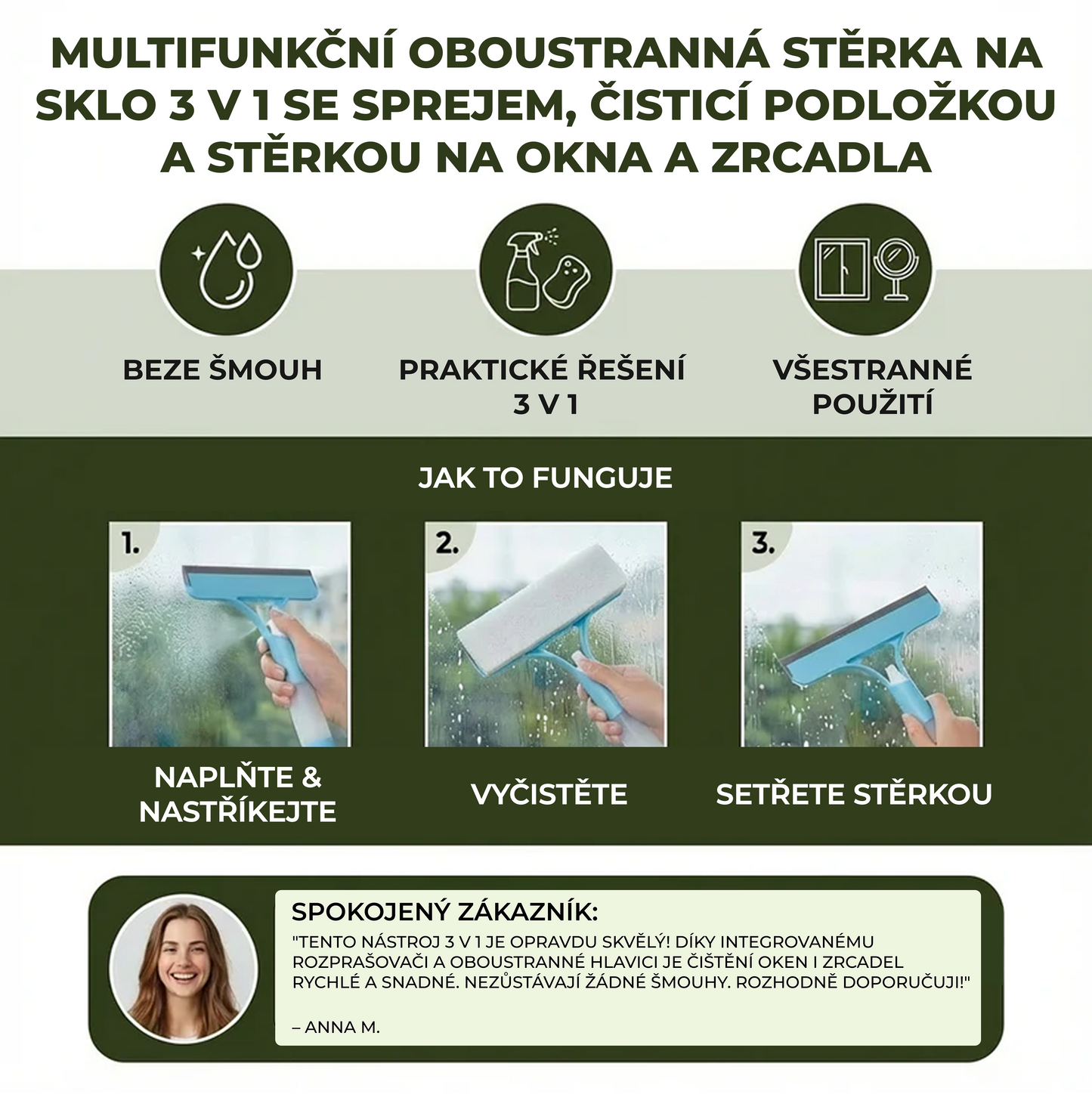 3v1 Multifunkční Nástroj Na Čištění Skla